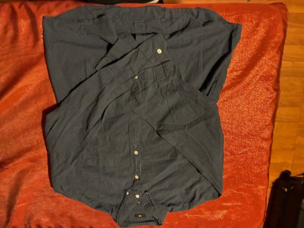 Mercantile Shirt Mens XL Slim Button Up Linen Blue Long Sleeve